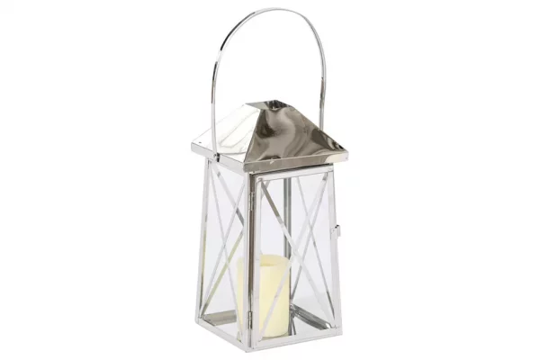 FAROLA SET 3 ACERO CRISTAL 20X20X48 ASA CROMADO - Imagen 4