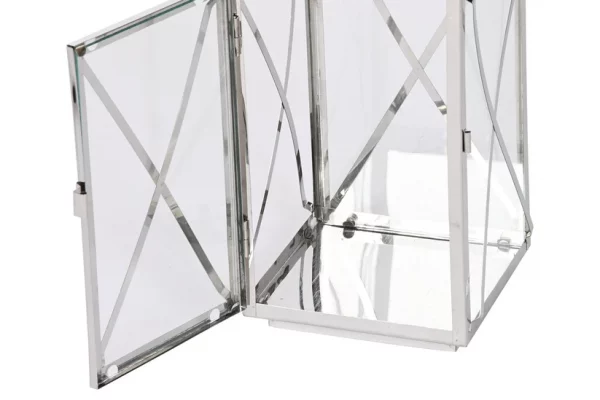 FAROLA SET 2 ACERO CRISTAL 16X15X32 ASA CROMADO - Imagen 3