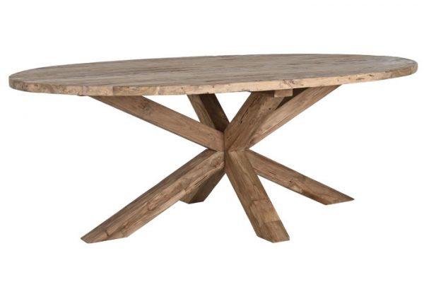 MESA COMEDOR TECA RECICLADA 220X120X78 OVALADA - Imagen 2