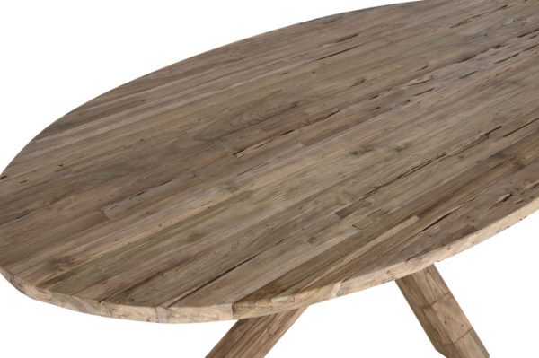 MESA COMEDOR TECA RECICLADA 220X120X78 OVALADA - Imagen 3