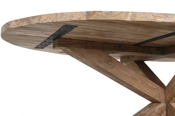MESA COMEDOR TECA RECICLADA 220X120X78 OVALADA - Imagen 6