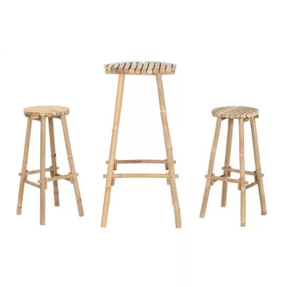 MESA BAR SET 3 BAMBU 50X50X105 2 TABURETES