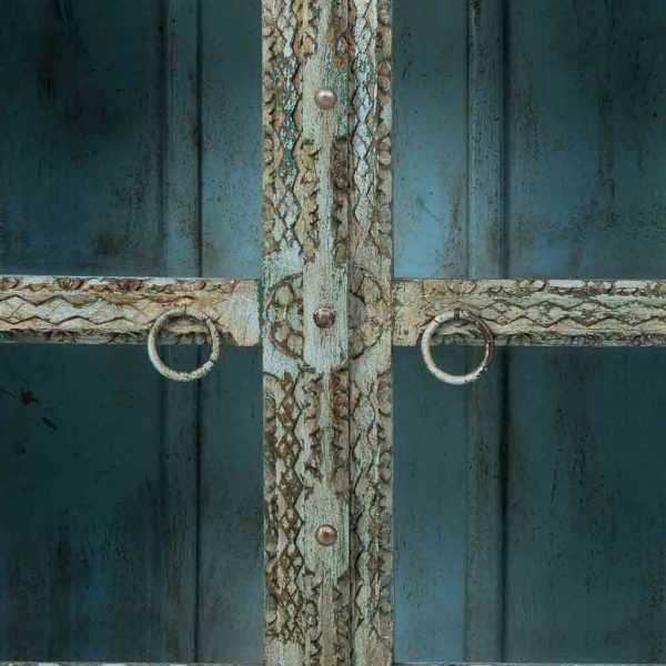 APARADOR MADERA ARTESANAL VERDE 180X43X100CM - Imagen 6