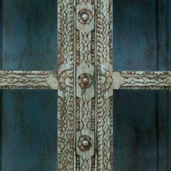 APARADOR MADERA ARTESANAL VERDE 180X43X100CM - Imagen 7