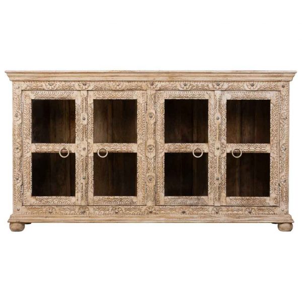 APARADOR MADERA ARTESANAL BEIGE 180X43X100CM - Imagen 2