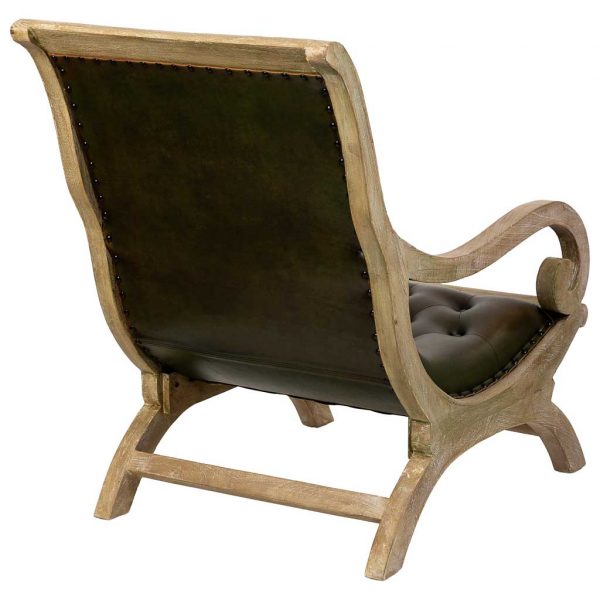 SILLON DE MADERA TAPIZADO EN CUERO 65X98X94CM - Imagen 3