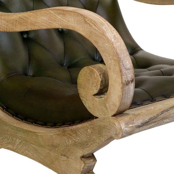 SILLON DE MADERA TAPIZADO EN CUERO 65X98X94CM - Imagen 6