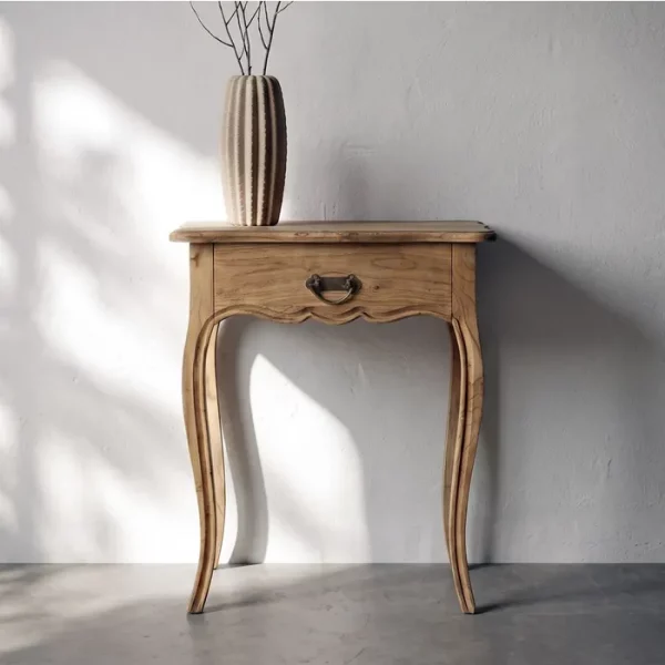 MESITA NATURAL MADERA MINDI DORMITORIO 58 X 43 X 70 CM