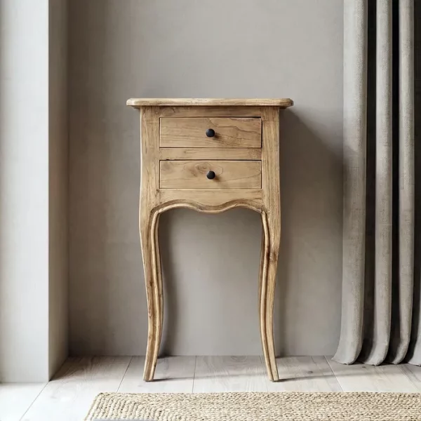 MESITA NATURAL MADERA MINDI DORMITORIO 40 X 30 X 72 CM