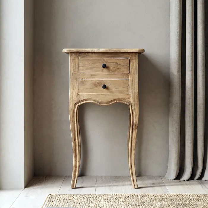 MESITA NATURAL MADERA MINDI DORMITORIO 40 X 30 X 72 CM