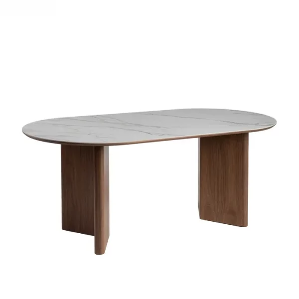 MESA COMEDOR BLANCO-MARRÓN DM-CERÁMICA 180 X 90 X 76 CM - Imagen 2