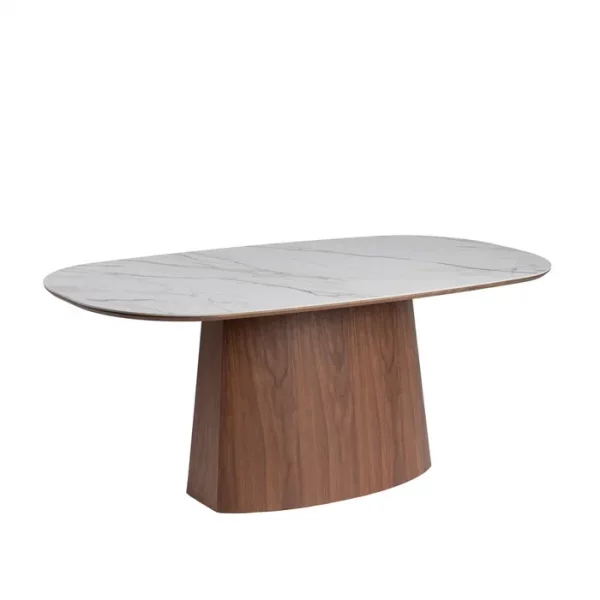 MESA COMEDOR BLANCO-MARRÓN DM-CERÁMICA 180 X 90 X 75 CM - Imagen 2