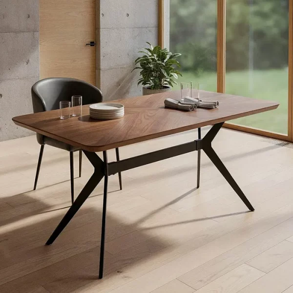 MESA COMEDOR MARRÓN-NEGRO DM-METAL 180 X 90 X 76 CM