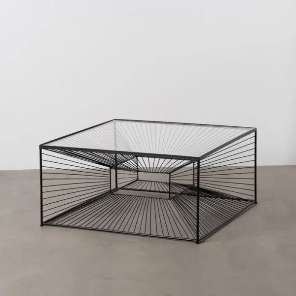 MESA CENTRO NEGRO METAL-CRISTAL 80,50 X 80,50 X 38 CM - Imagen 8