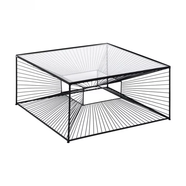 MESA CENTRO NEGRO METAL-CRISTAL 80,50 X 80,50 X 38 CM - Imagen 2