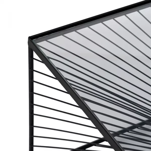 MESA CENTRO NEGRO METAL-CRISTAL 80,50 X 80,50 X 38 CM - Imagen 3