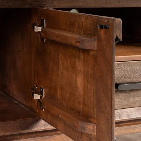 MUEBLE TV MARRÓN MADERA DE MANGO SALÓN 200 X 40 X 55 CM - Imagen 6