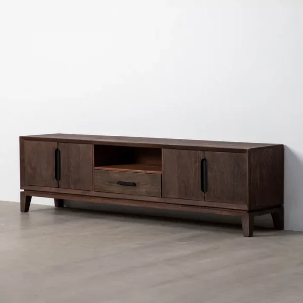 MUEBLE TV MARRÓN MADERA DE MANGO SALÓN 200 X 40 X 55 CM - Imagen 2