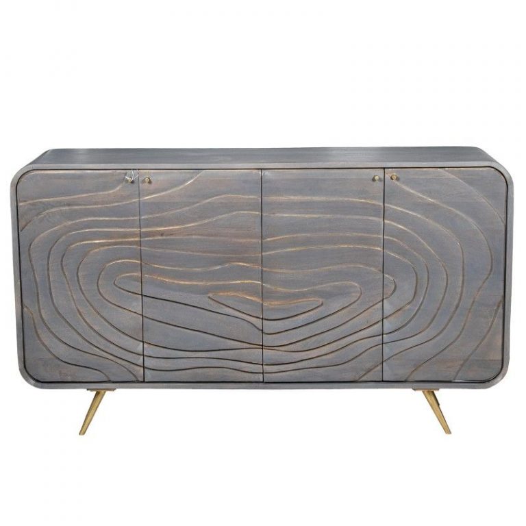 APARADOR MADERA MANGO 4 PUERTAS GRIS 149X41X76CM