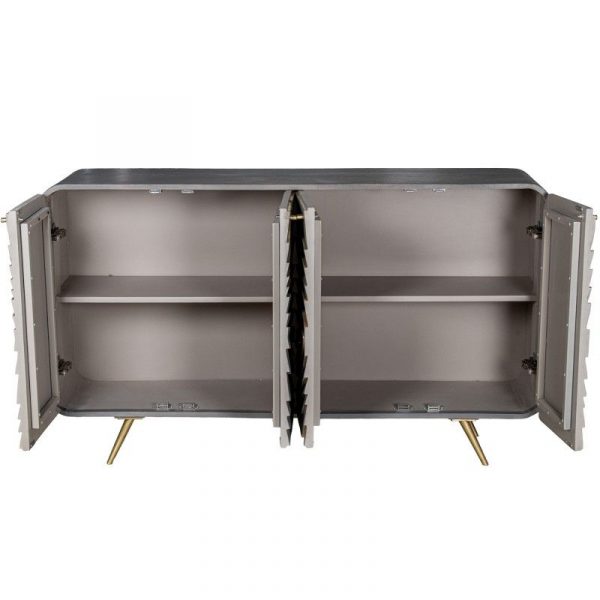 APARADOR MADERA MANGO 4 PUERTAS GRIS 149X41X76CM - Imagen 3