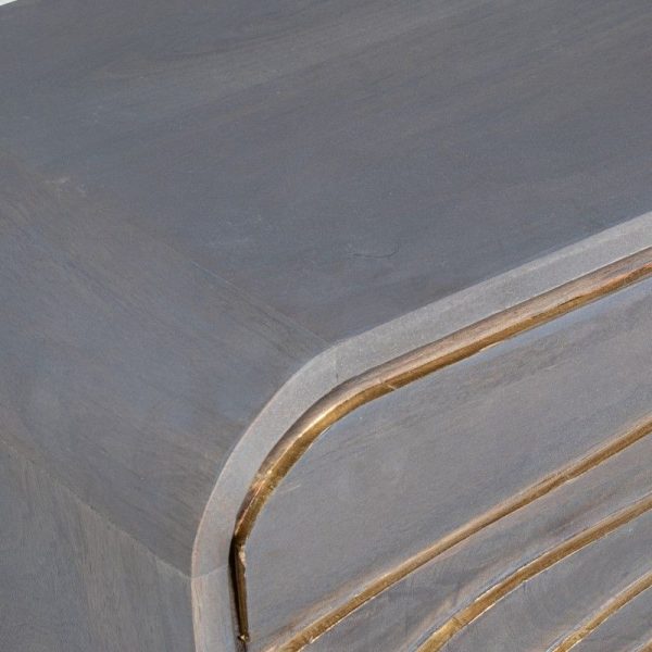 APARADOR MADERA MANGO 4 PUERTAS GRIS 149X41X76CM - Imagen 4
