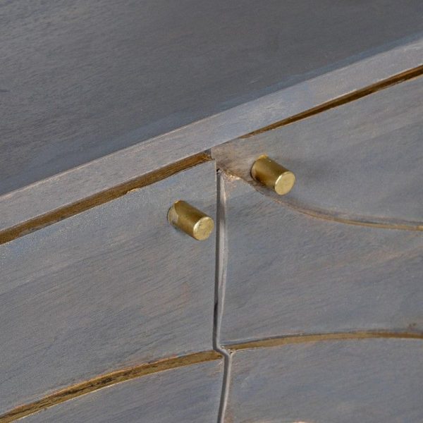 APARADOR MADERA MANGO 4 PUERTAS GRIS 149X41X76CM - Imagen 5