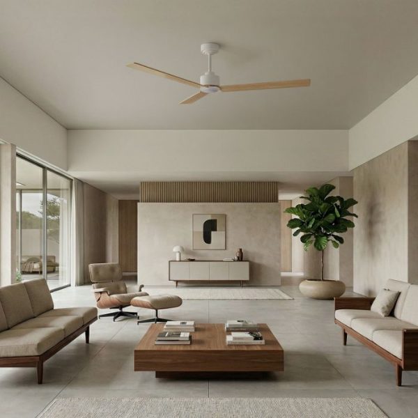 SULION ANNE XL VENTILADOR BLANCO MADERA CLARA