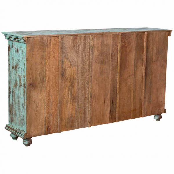 APARADOR MADERA 4 PUERTAS ACABADO ENVEJECIDO VERDE 180X42X101CM - Imagen 5