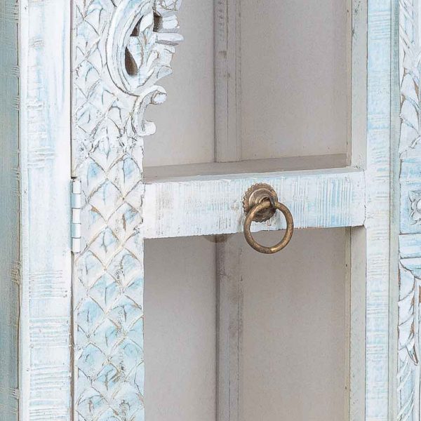VITRINA MADERA ARTESANAL BLANCO Y AZUL 91X40X180CM - Imagen 7