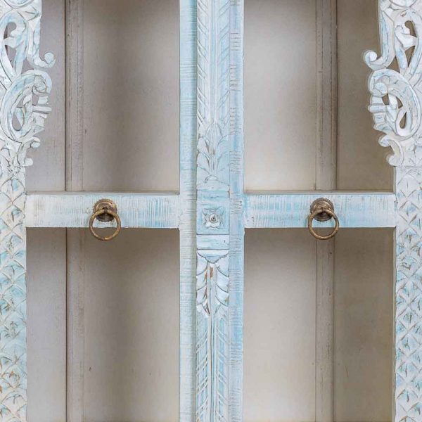 VITRINA MADERA ARTESANAL BLANCO Y AZUL 91X40X180CM - Imagen 8