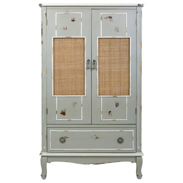 ARMARIO MADERA Y REJILLA BAMBU 80X42X138CM - Imagen 2
