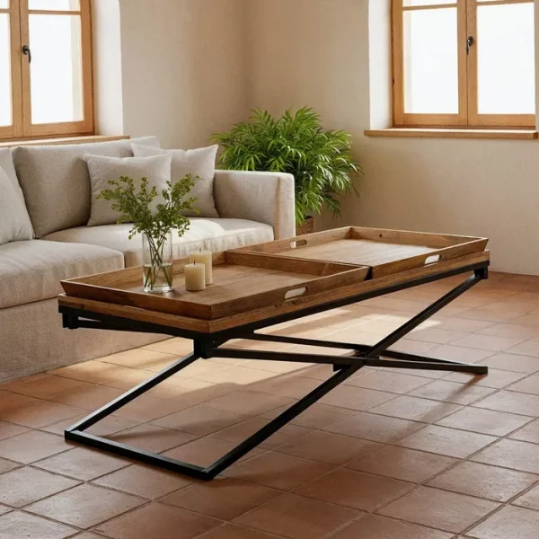 MESITA NATURAL MADERA DE MANGO SALÓN 115 X 50 X 35,50 CM