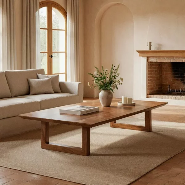 MESA CENTRO MARRÓN MADERA DE ACACIA 150 X 70 X 30 CM