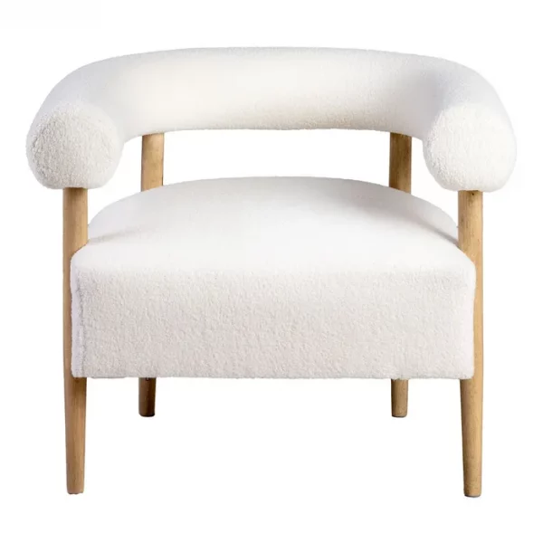 SILLÓN BEIGE TEJIDO-MADERA SALÓN 80 X 67 X 69 CM - Imagen 5