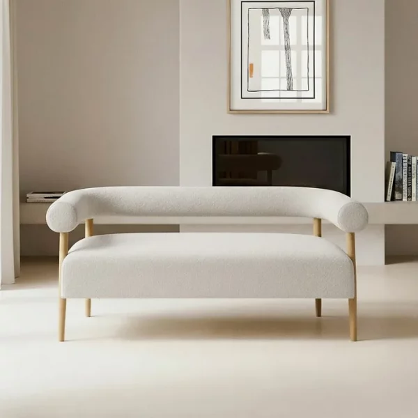 SOFÁ 2 PLAZAS BEIGE TEJIDO-MADERA SALÓN 143 X 67 X 69 CM