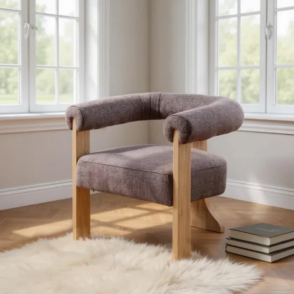 SILLÓN JASPEADO GRIS-ROSA TEJIDO-MADERA 84 X 69 X 72 CM
