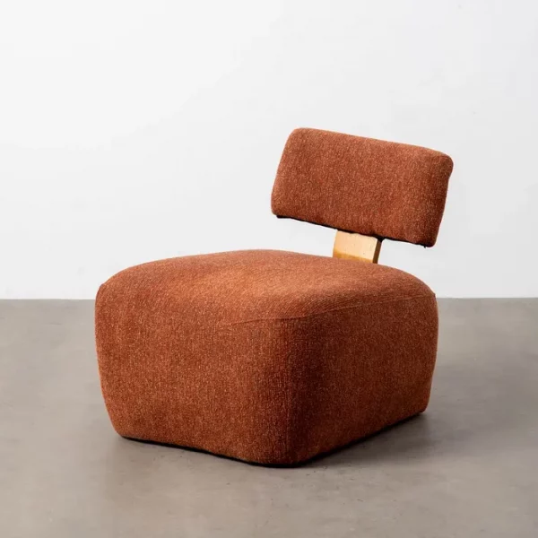 SILLÓN JASPEADO TEJA TEJIDO-MADERA SALÓN 60 X 72 X 64,50 CM - Imagen 2