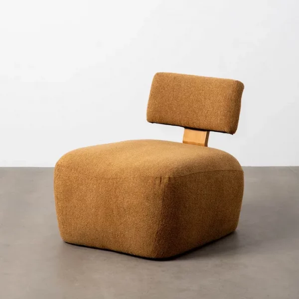 SILLÓN JASPEADO MOSTAZA TEJIDO-MADERA 60 X 72 X 64,50 CM - Imagen 2