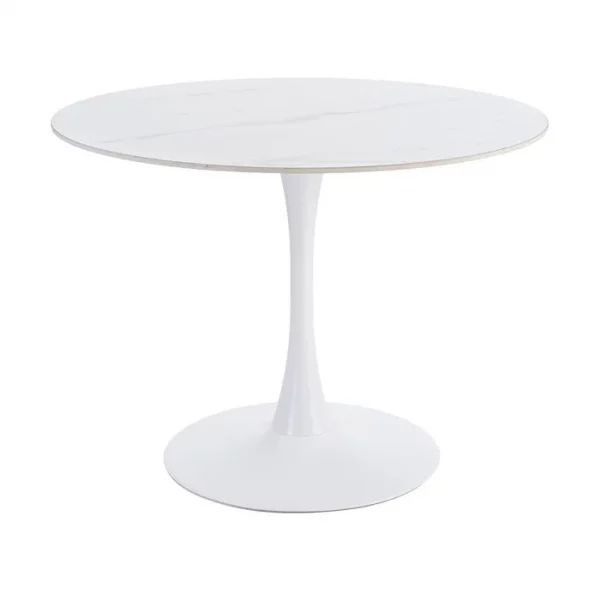 MESA COMEDOR BLANCO PIEDRA SINTERIZADA 100 X 100 X 75 CM - Imagen 2