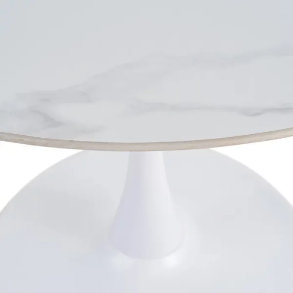 MESA COMEDOR BLANCO PIEDRA SINTERIZADA 100 X 100 X 75 CM - Imagen 3