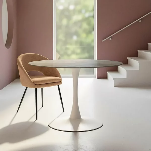 MESA COMEDOR GRIS PIEDRA SINTERIZADA 100 X 100 X 75 CM