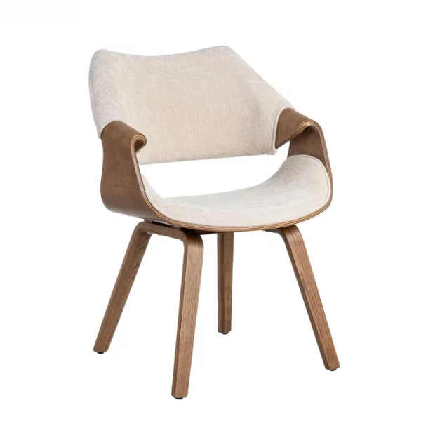 SILLA CREMA-MARRÓN TEJIDO-MADERA 61 X 56 X 82 CM - Imagen 2