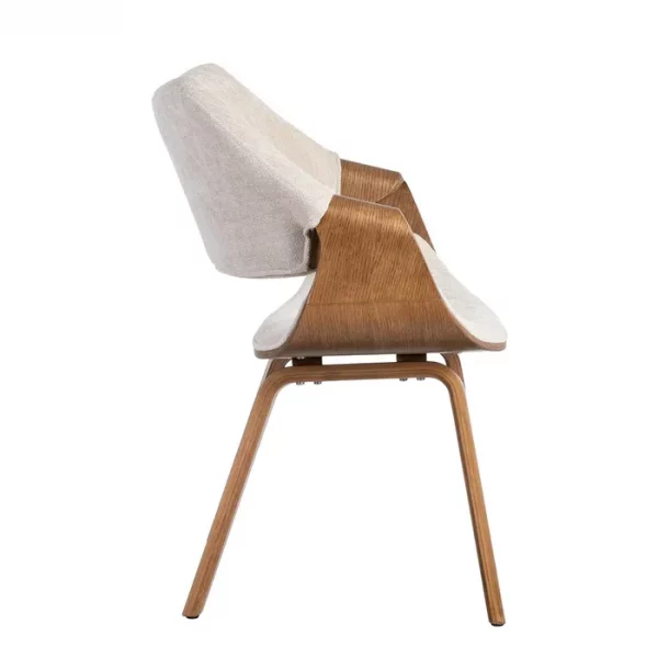 SILLA CREMA-MARRÓN TEJIDO-MADERA 61 X 56 X 82 CM - Imagen 3