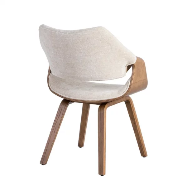 SILLA CREMA-MARRÓN TEJIDO-MADERA 61 X 56 X 82 CM - Imagen 4