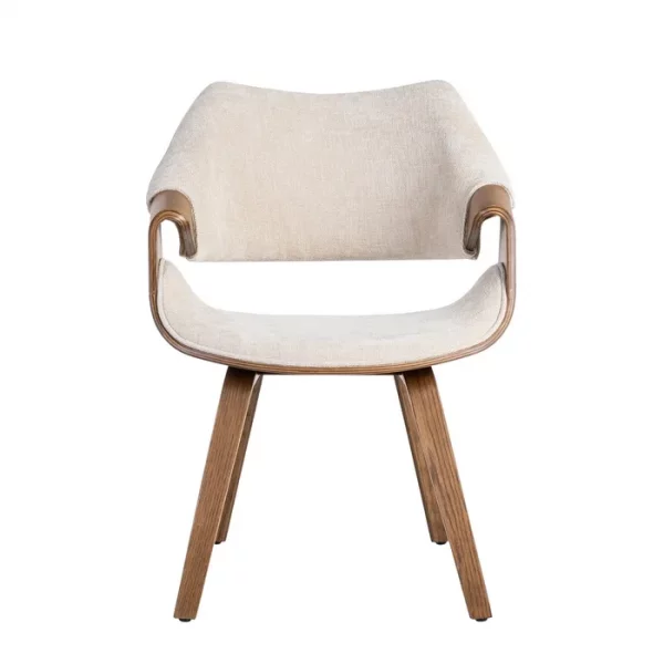 SILLA CREMA-MARRÓN TEJIDO-MADERA 61 X 56 X 82 CM - Imagen 5