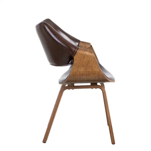 SILLA MARRÓN MADERA / SIMIL PIEL 61 X 56 X 82 CM - Imagen 3