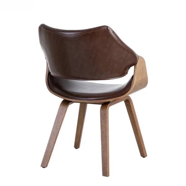 SILLA MARRÓN MADERA / SIMIL PIEL 61 X 56 X 82 CM - Imagen 4