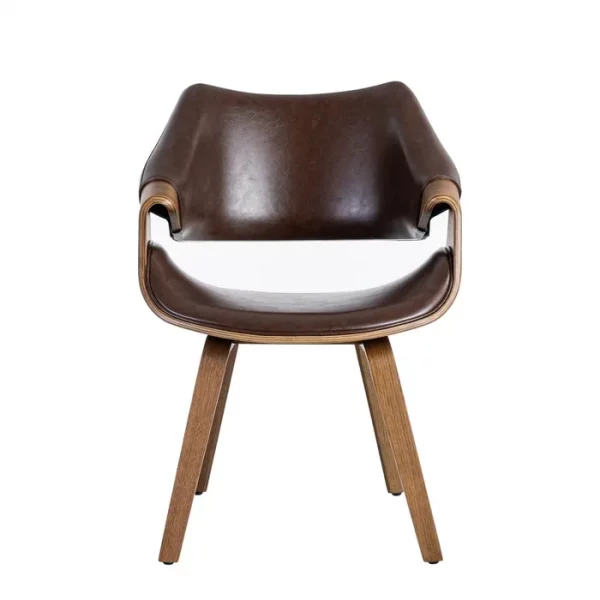 SILLA MARRÓN MADERA / SIMIL PIEL 61 X 56 X 82 CM - Imagen 5