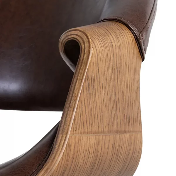 SILLA MARRÓN MADERA / SIMIL PIEL 61 X 56 X 82 CM - Imagen 9