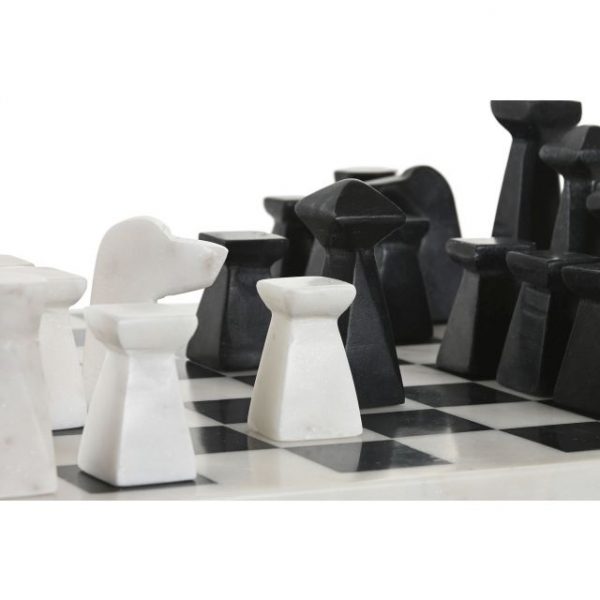 JUEGO MARMOL 33X33X1,5 AJEDREZ 10CM DORADO BLANCO - Imagen 3
